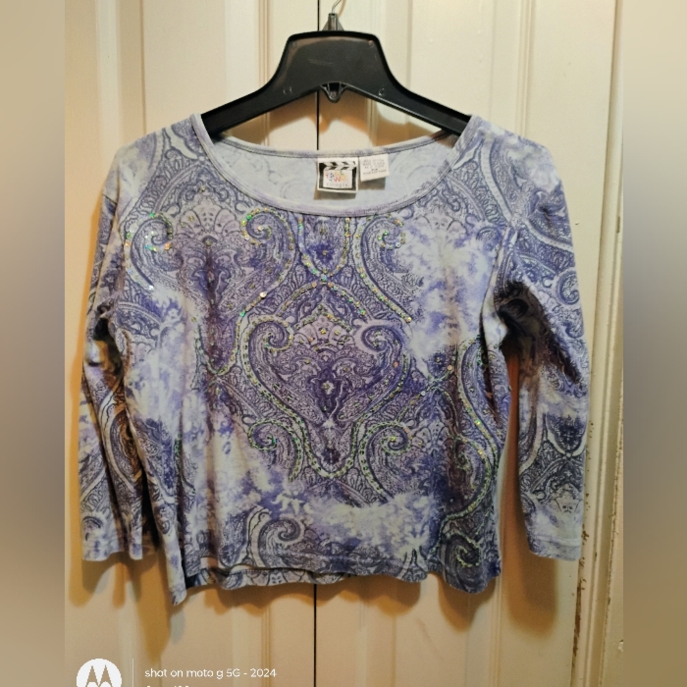 Take Two Paisley Patterned Blue and Purple Women's Top